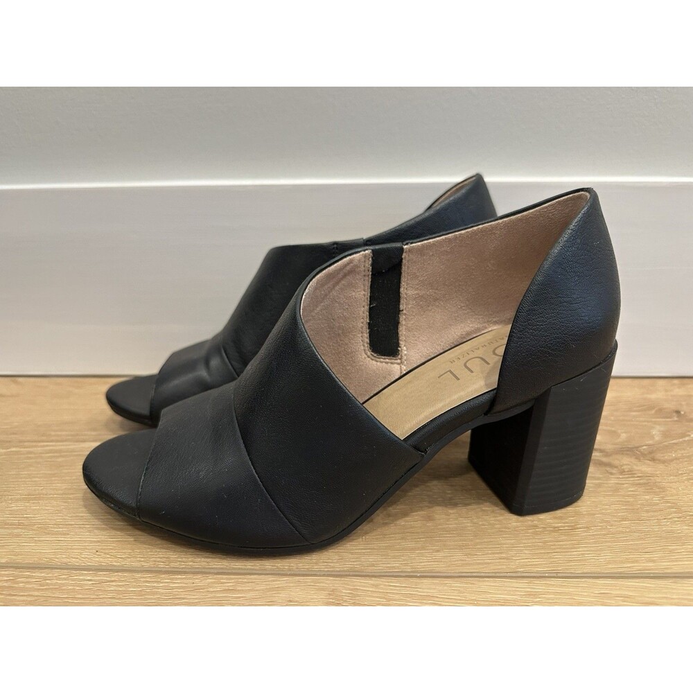 Women’s Soul by Naturalizer Heel Sandals Black Peep Toe Size 9 EUC!